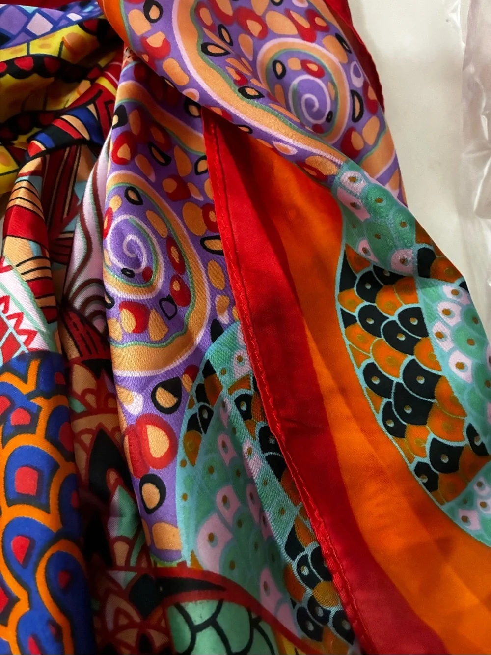 Vibrant Orange Multicolor Bohemian Scarf - Women Accessories